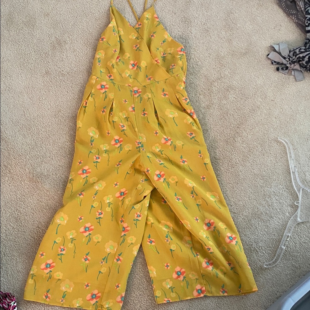NWT a new day floral lined print cropped jumpsuit small - Picture 3 of 9